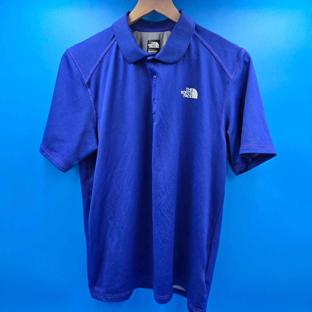 The North Face Mens FlashDry Blue Performance Polo Shirt Short Sleeve Medium